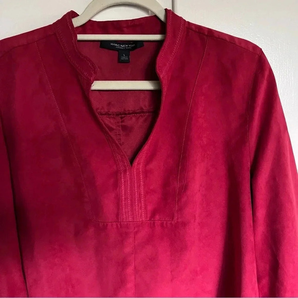 Marc New York Red Suede Balloon Sleeve Blouse Size Large - Picture 2 of 10
